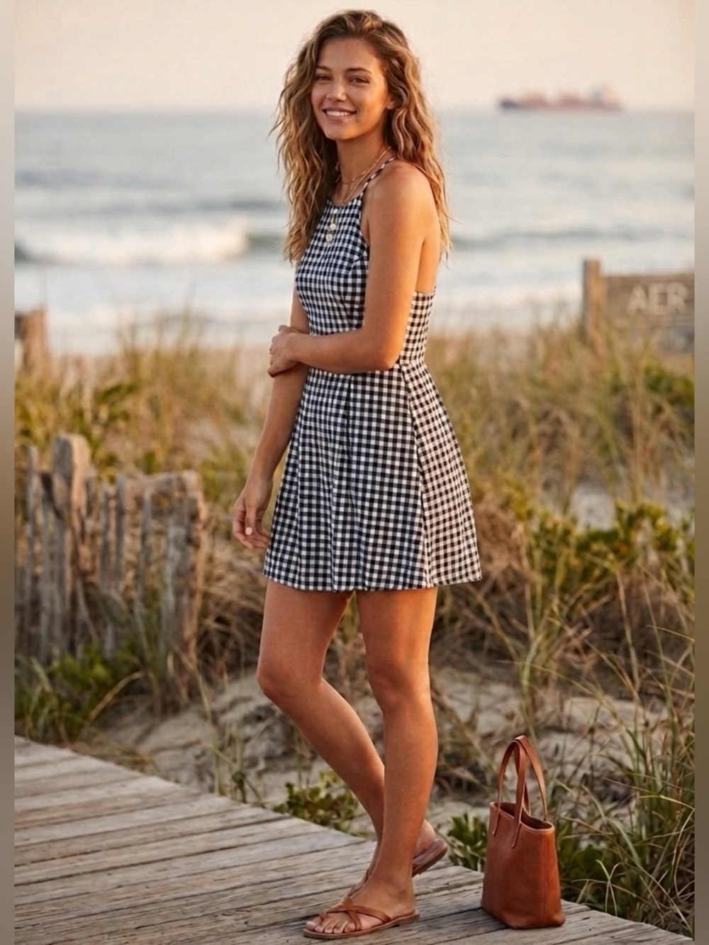 Abercrombie & Fitch Black and White Gingham Mini Dress XS